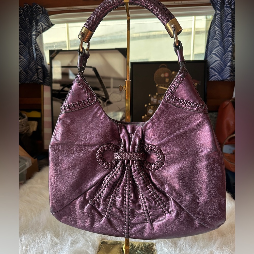Salvatore Ferragamo Purple Gancini Leather Hobo Bag